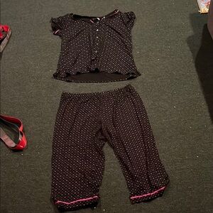 Women's Black/Pink Polka Dot Pajama Set.  XL